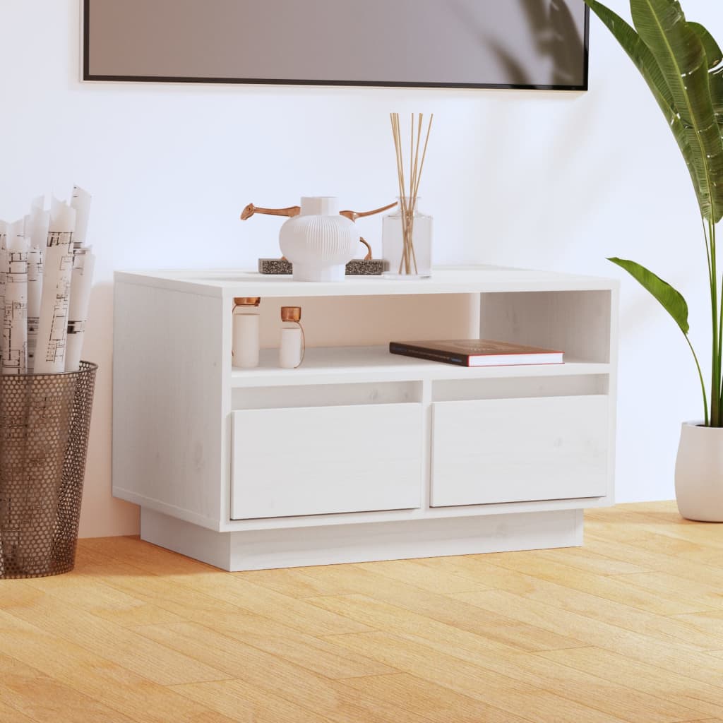tv-bord 60x35x37 cm massivt fyrretræ hvid