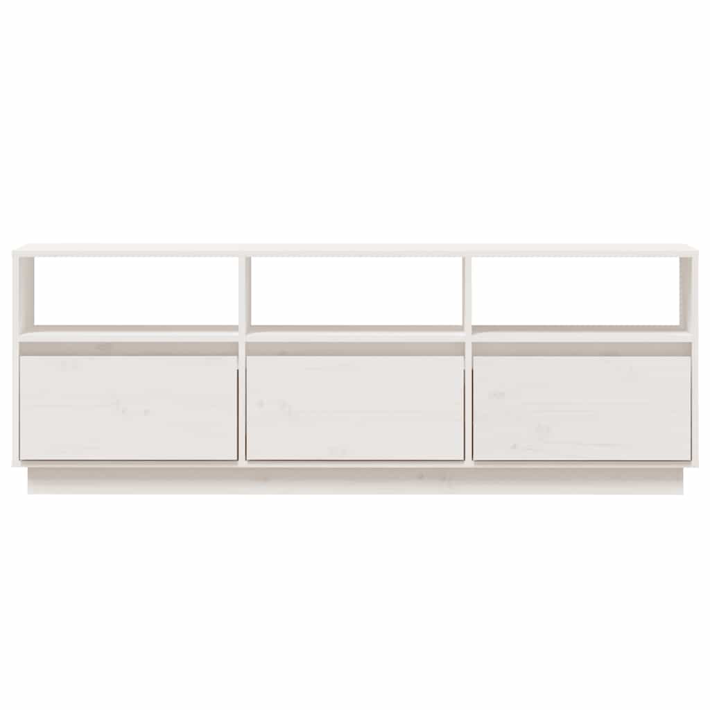 tv-bord 140x37x50 cm massivt fyrretræ hvid