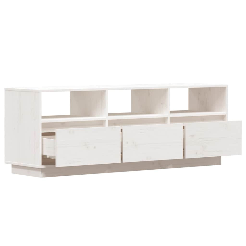 tv-bord 140x37x50 cm massivt fyrretræ hvid