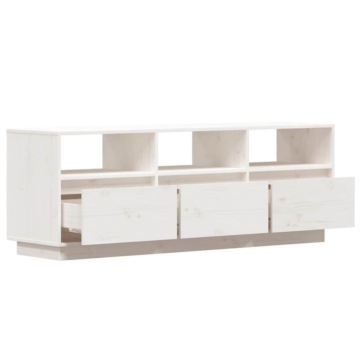 tv-bord 140x37x50 cm massivt fyrretræ hvid