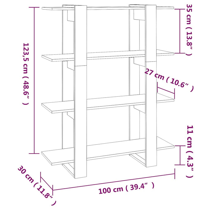 bogreol/rumdeler 100x30x123,5 cm sonoma-eg