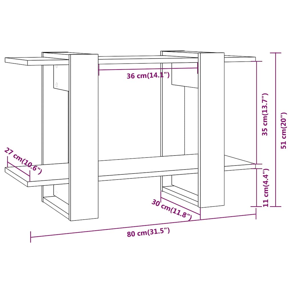 bogreol/rumdeler 80x30x51 cm hvid