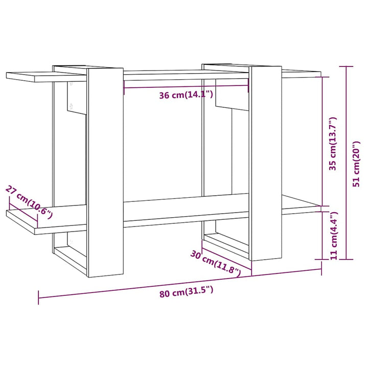 bogreol/rumdeler 80x30x51 cm hvid