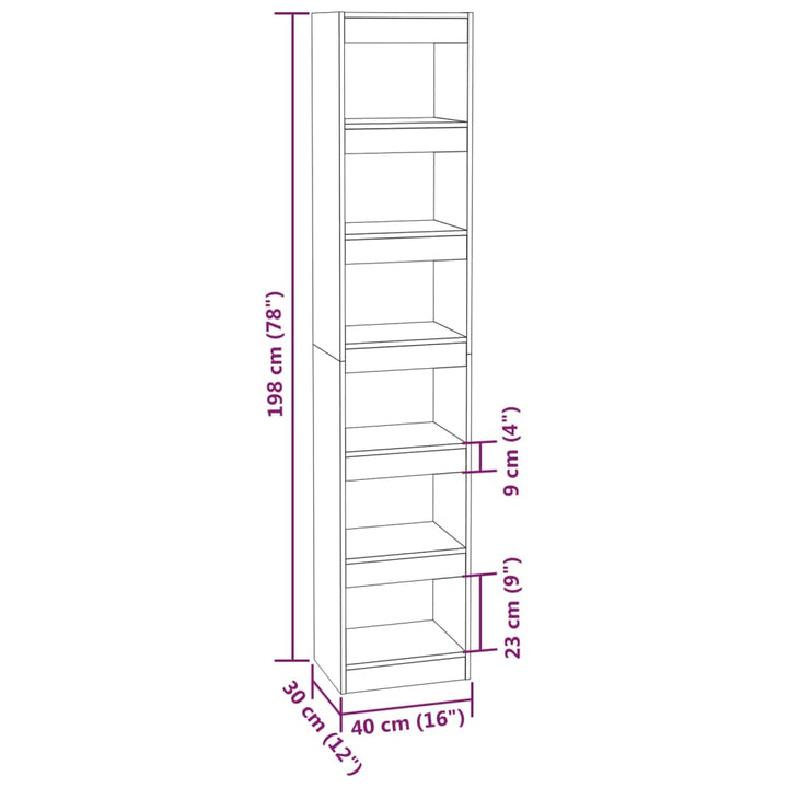 bogreol/rumdeler 40x30x198 cm sonoma-eg