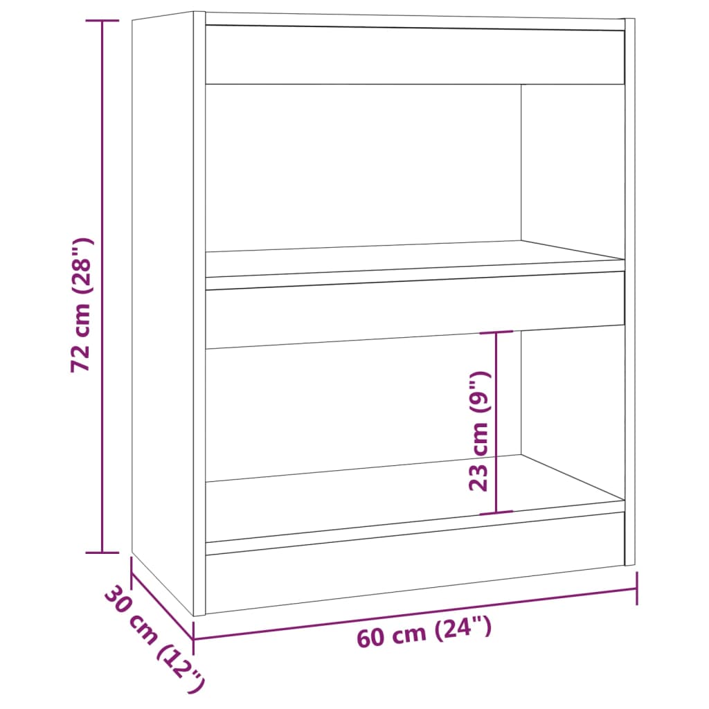 bogreol/rumdeler 60x30x72 cm sonoma-eg