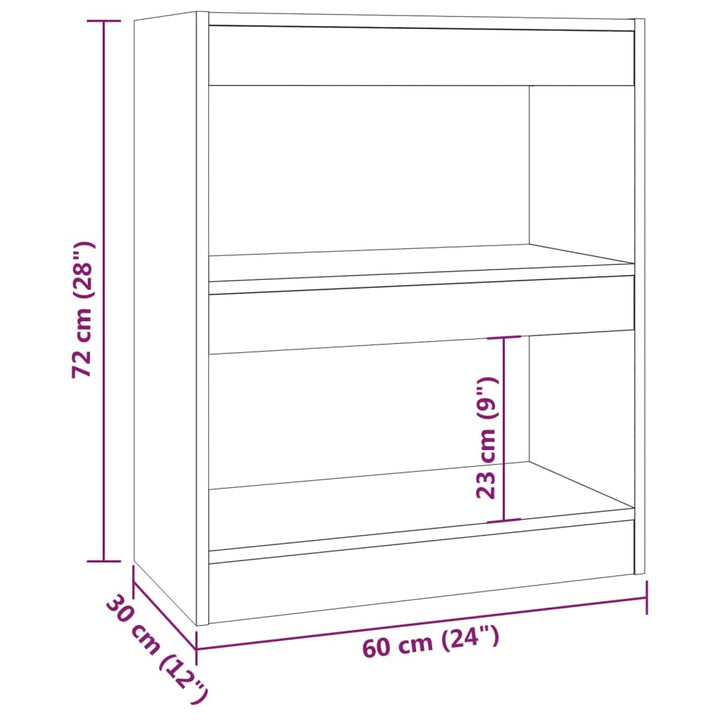 bogreol/rumdeler 60x30x72 cm sonoma-eg