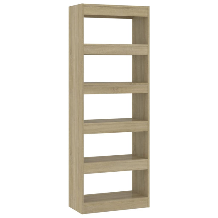 bogreol/rumdeler 60x30x166 cm konstrueret træ sonoma-eg