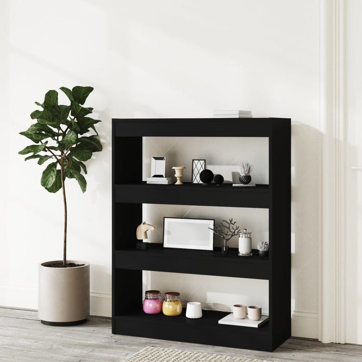 bogreol/rumdeler 80x30x103 cm konstrueret træ sort