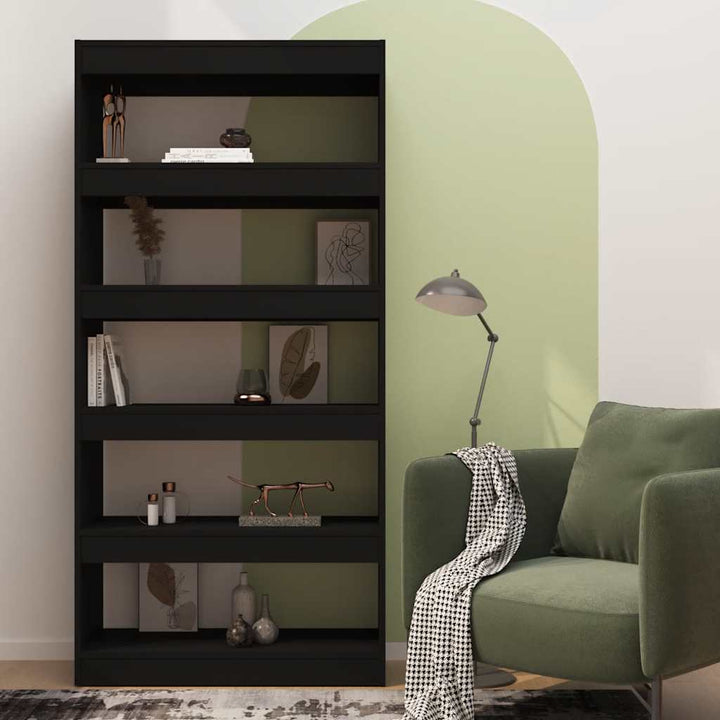 bogreol/rumdeler 80x30x166 cm konstrueret træ sort
