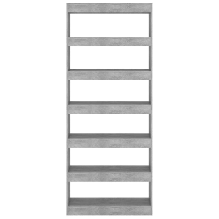 bogreol/rumdeler 80x30x198 cm konstrueret træ betongrå