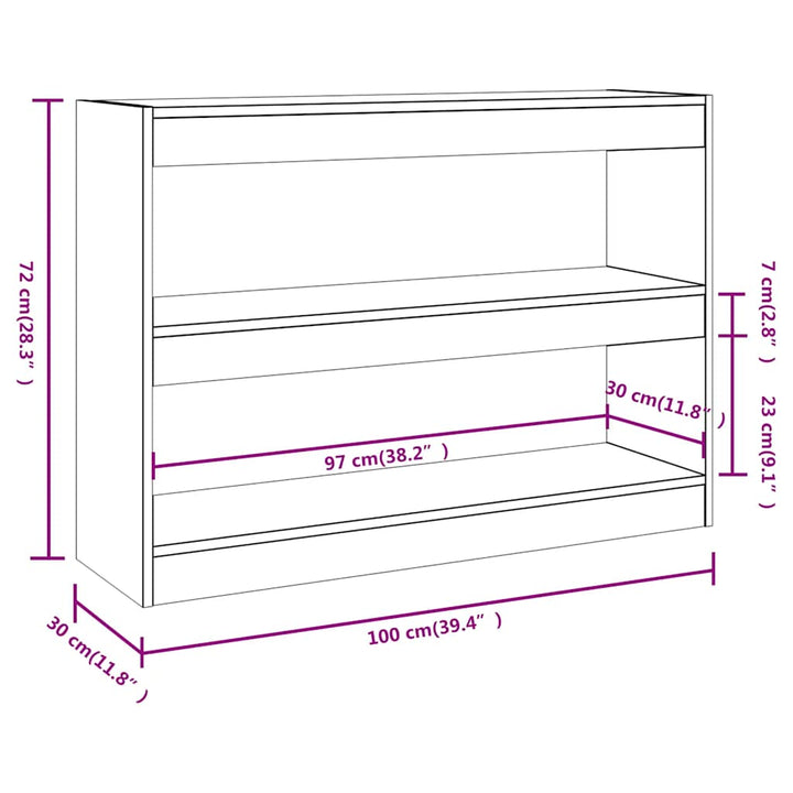 bogreol/rumdeler 100x30x72 cm sonoma-eg