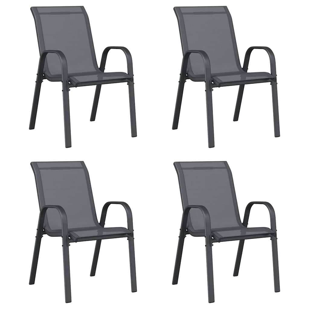 stabelbare havestole 4 stk. textilene grå