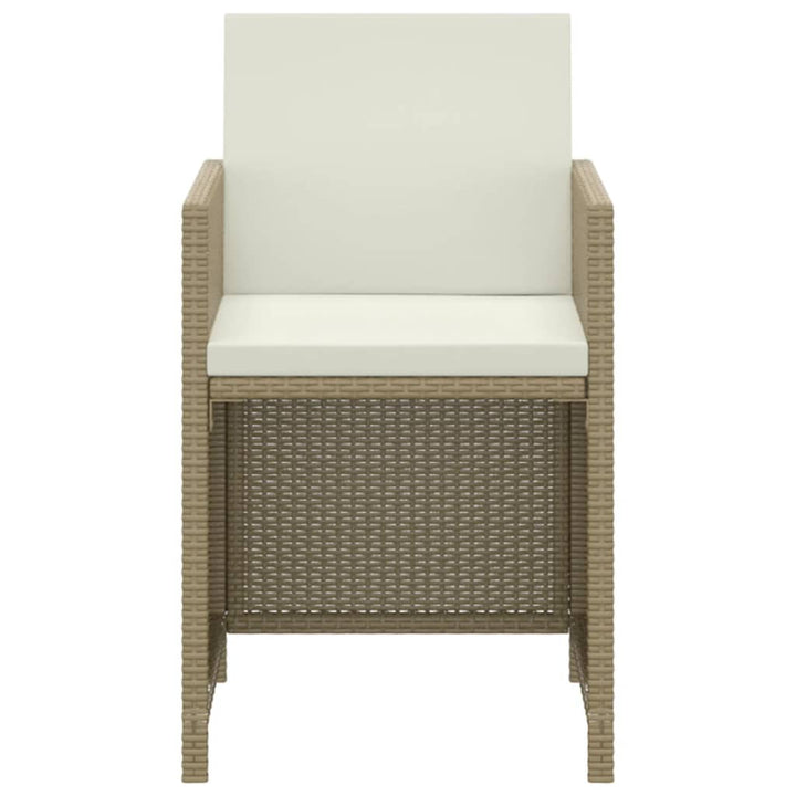 spisebordssæt til haven 3 dele med hynder polyrattan beige