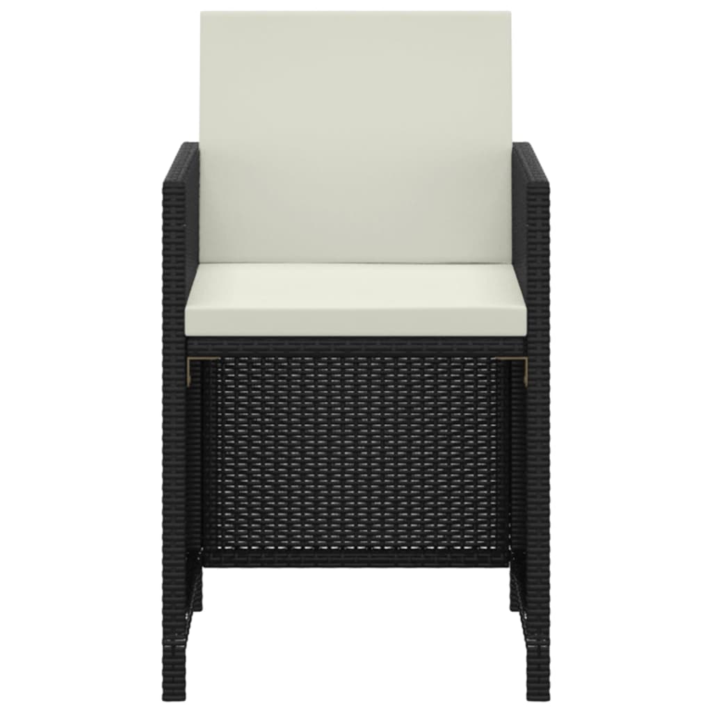 spisebordssæt til haven 3 dele med hynder polyrattan sort