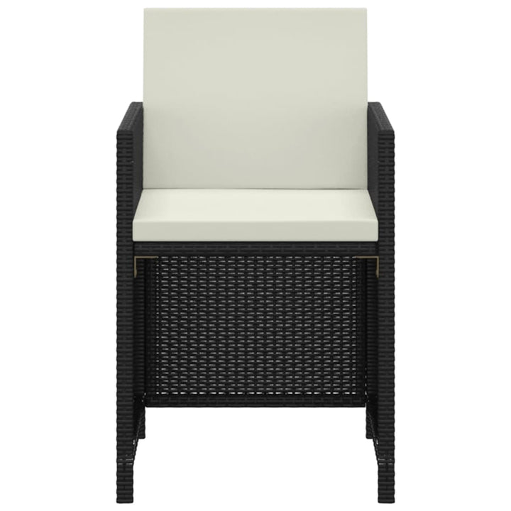 spisebordssæt til haven 3 dele med hynder polyrattan sort