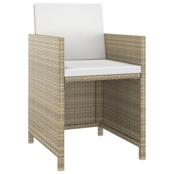 spisebordssæt til haven 5 dele med hynder polyrattan beige