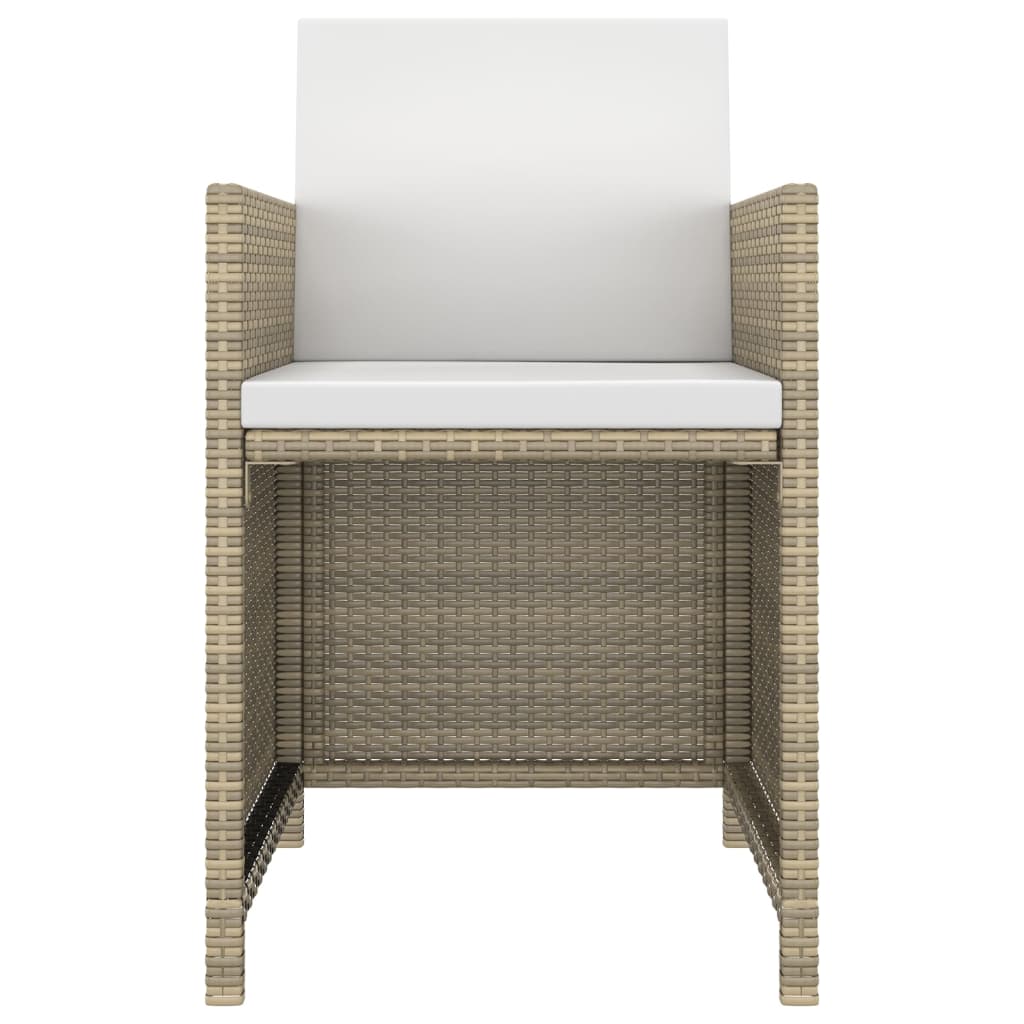 spisebordssæt til haven 3 dele med hynder polyrattan beige