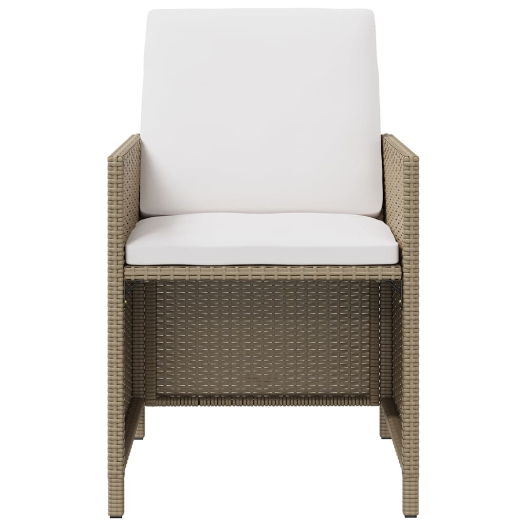 spisebordssæt til haven 5 dele med hynder polyrattan beige