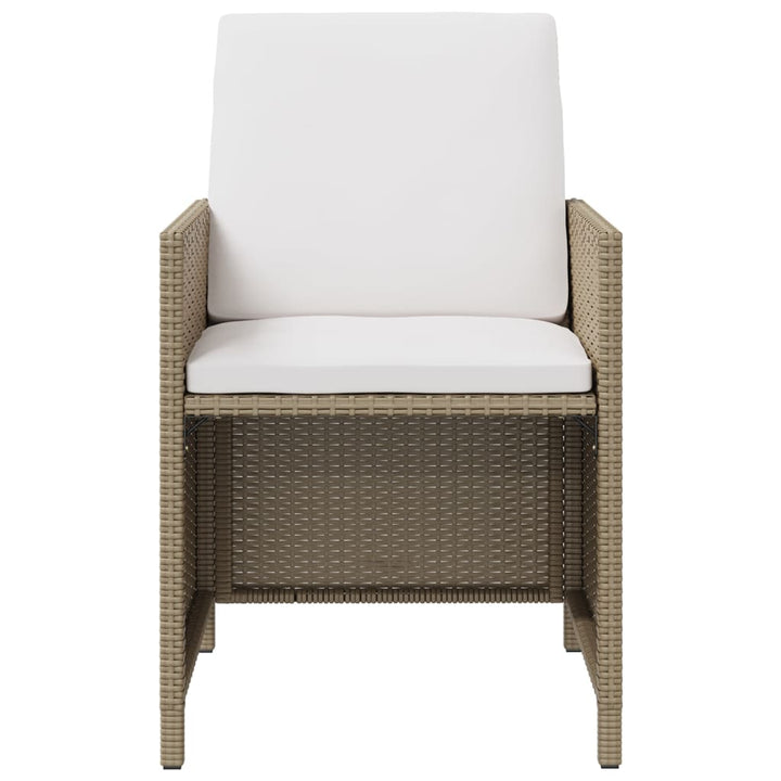 spisebordssæt til haven 5 dele med hynder polyrattan beige