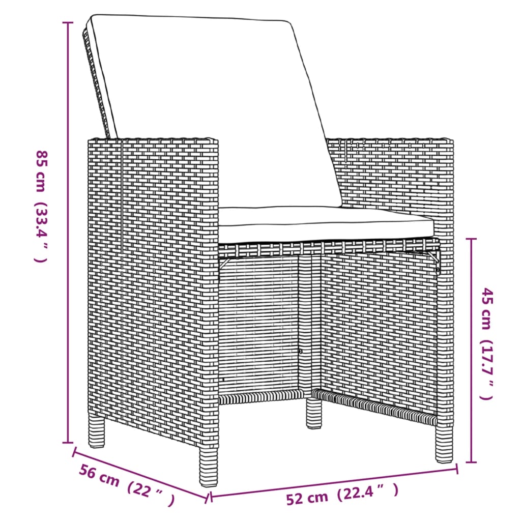 spisebordssæt til haven 5 dele med hynder polyrattan beige