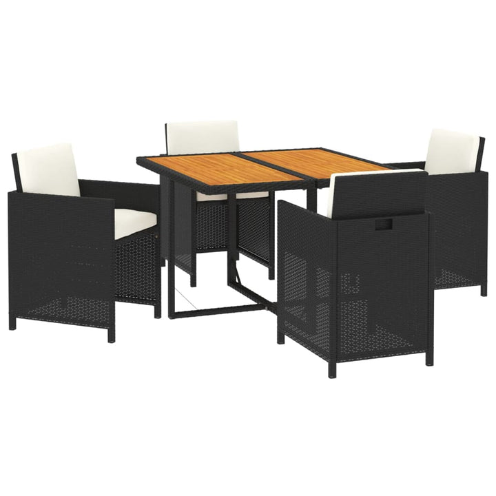 spisebordssæt til haven 5 dele med hynder polyrattan sort