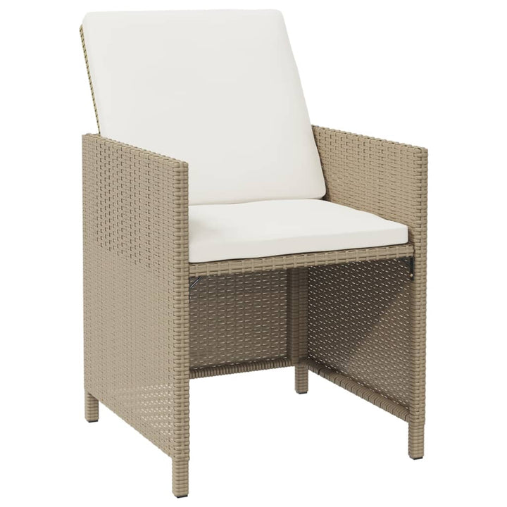 spisebordssæt til haven 5 dele med hynder polyrattan beige