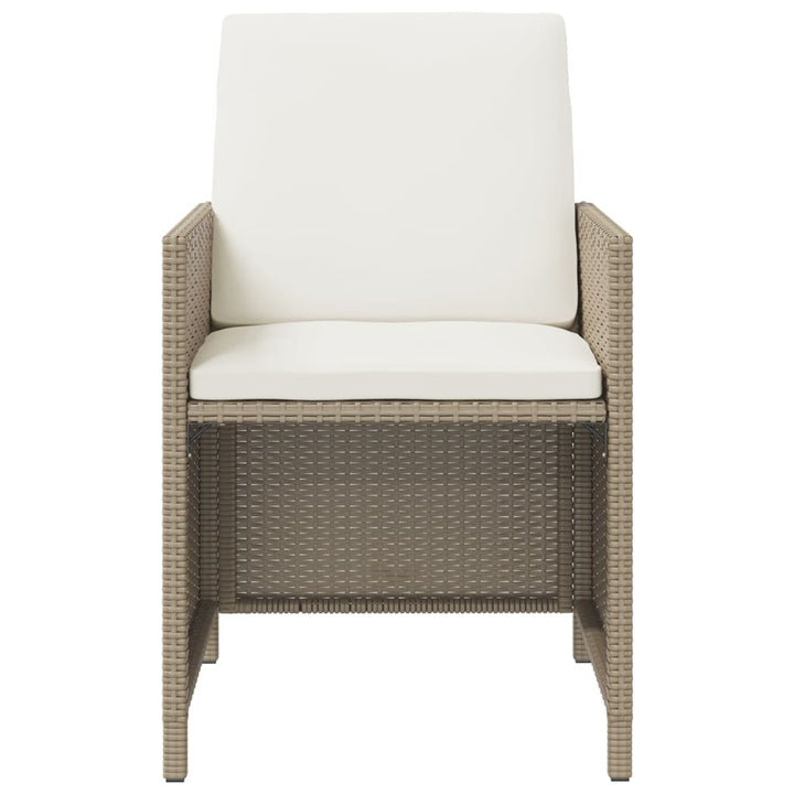 spisebordssæt til haven 5 dele med hynder polyrattan beige