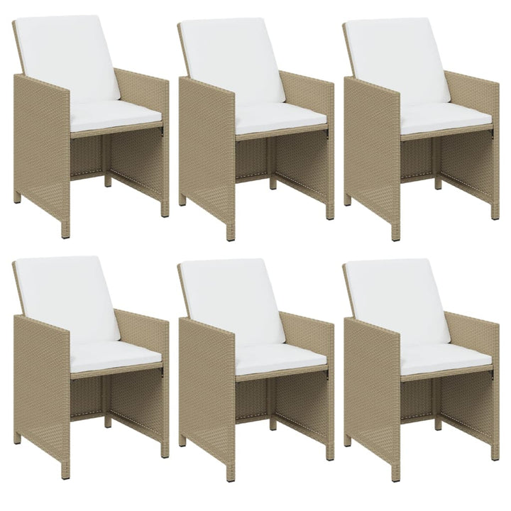 spisebordssæt til haven 7 dele med hynder polyrattan beige