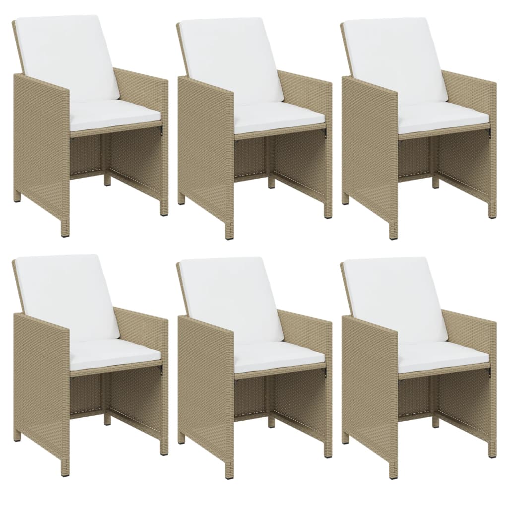 spisebordssæt til haven 7 dele med hynder polyrattan beige