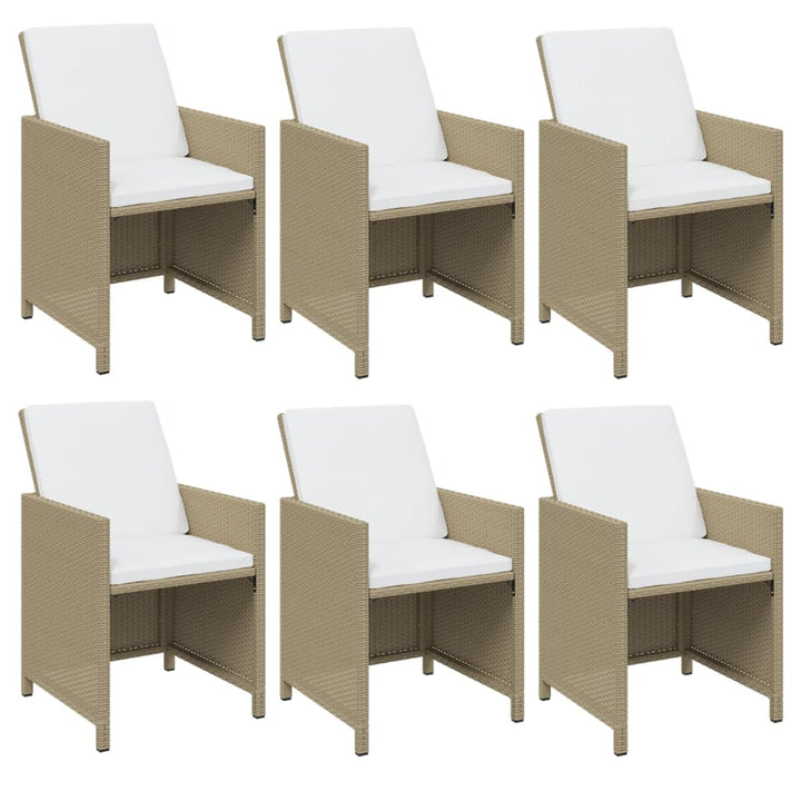 spisebordssæt til haven 7 dele med hynder polyrattan beige