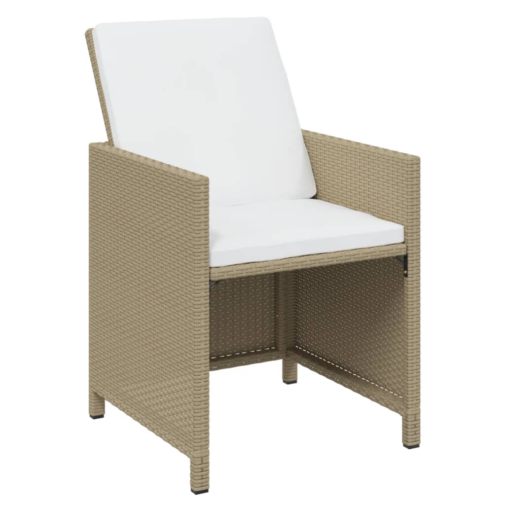 spisebordssæt til haven 7 dele med hynder polyrattan beige