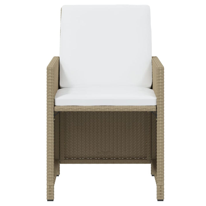 spisebordssæt til haven 7 dele med hynder polyrattan beige