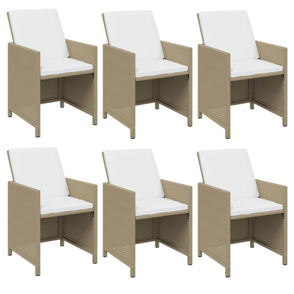 spisebordssæt til haven 11 dele med hynder polyrattan beige