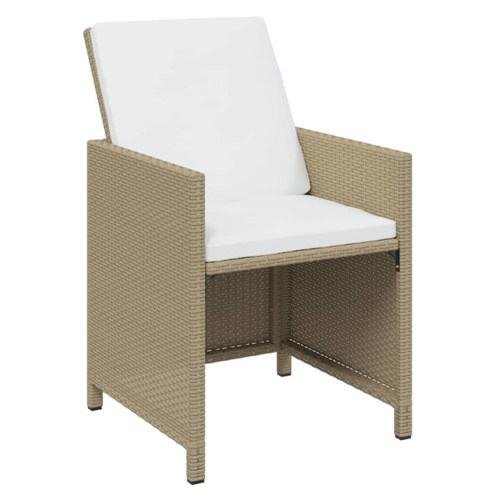 spisebordssæt til haven 11 dele med hynder polyrattan beige