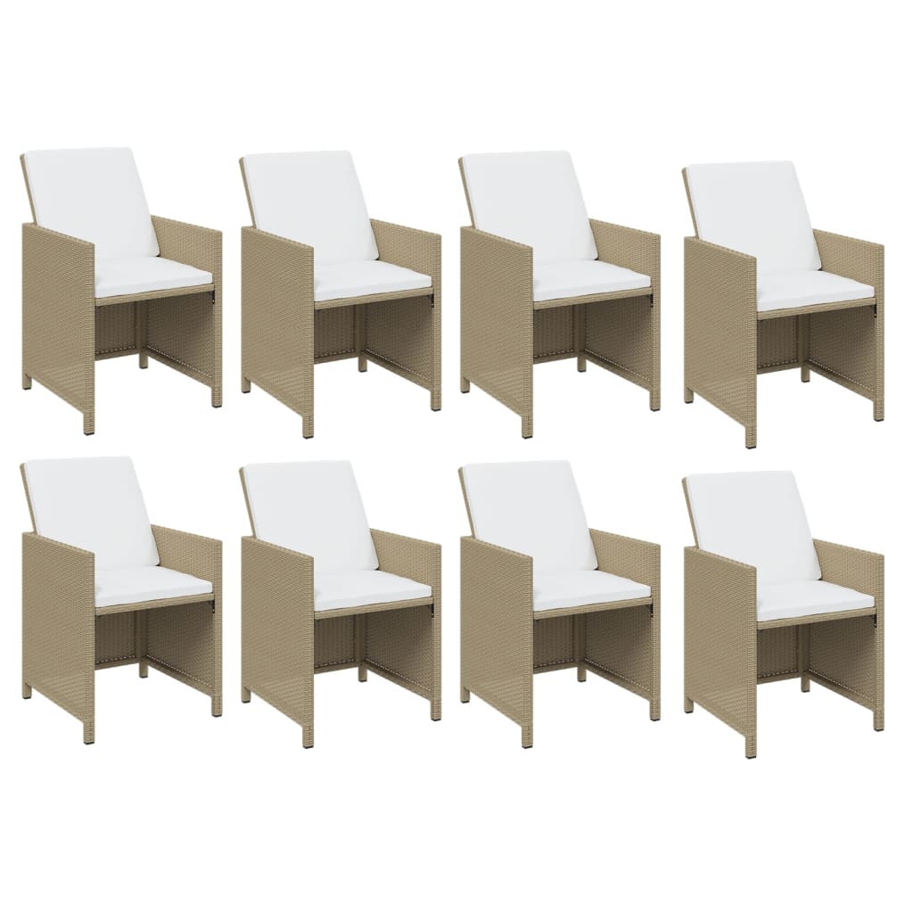 spisebordssæt til haven 13 dele med hynder polyrattan beige
