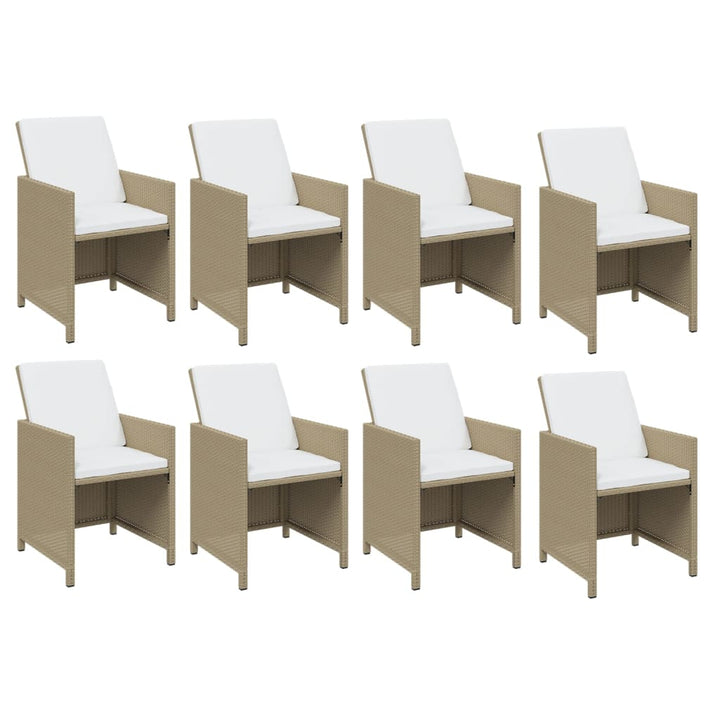 spisebordssæt til haven 13 dele med hynder polyrattan beige