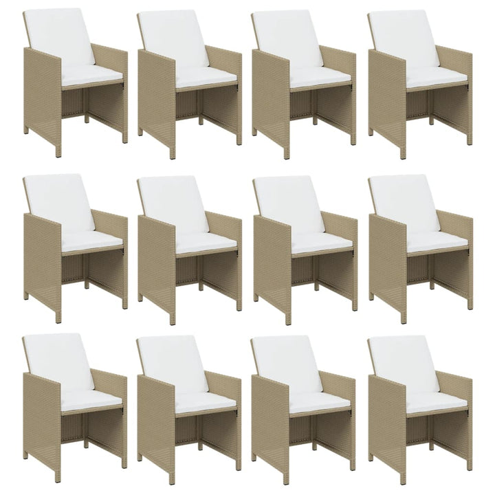 spisebordssæt til haven 13 dele med hynder polyrattan beige