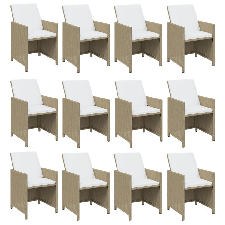 spisebordssæt til haven 17 dele med hynder polyrattan beige