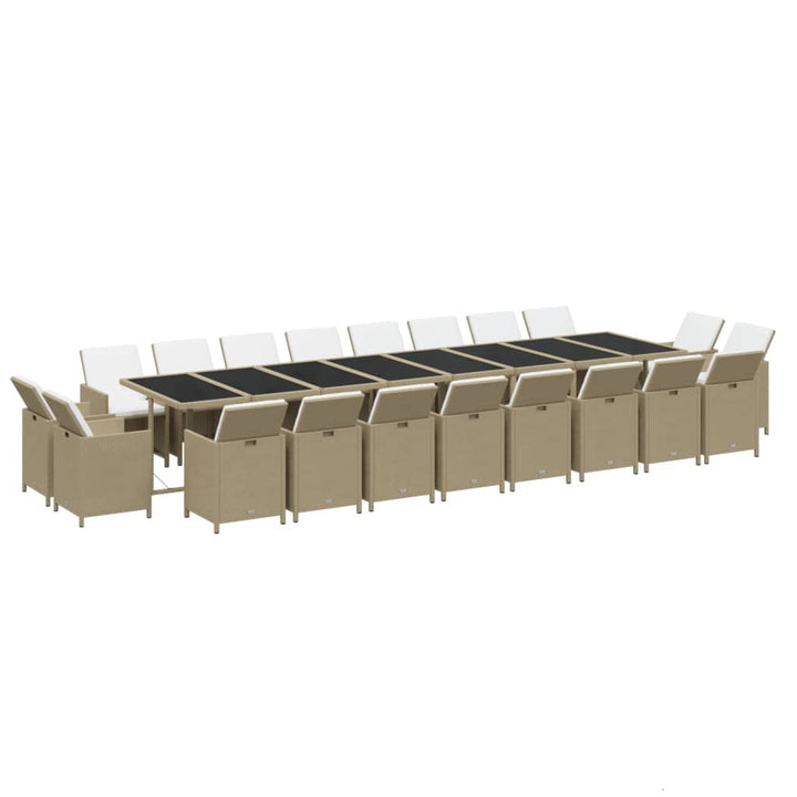 spisebordssæt til haven 21 dele med hynder polyrattan beige