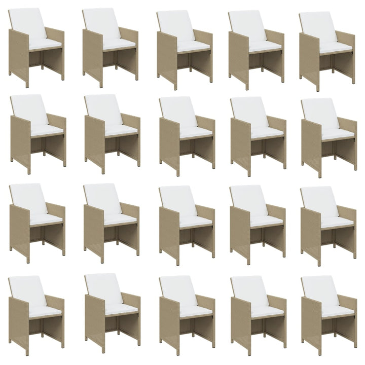 spisebordssæt til haven 21 dele med hynder polyrattan beige