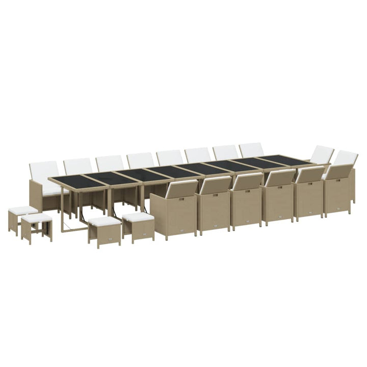 spisebordssæt til haven 21 dele med hynder polyrattan beige