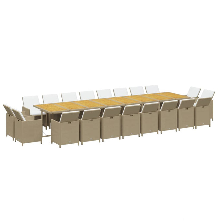 spisebordssæt til haven 21 dele med hynder polyrattan beige