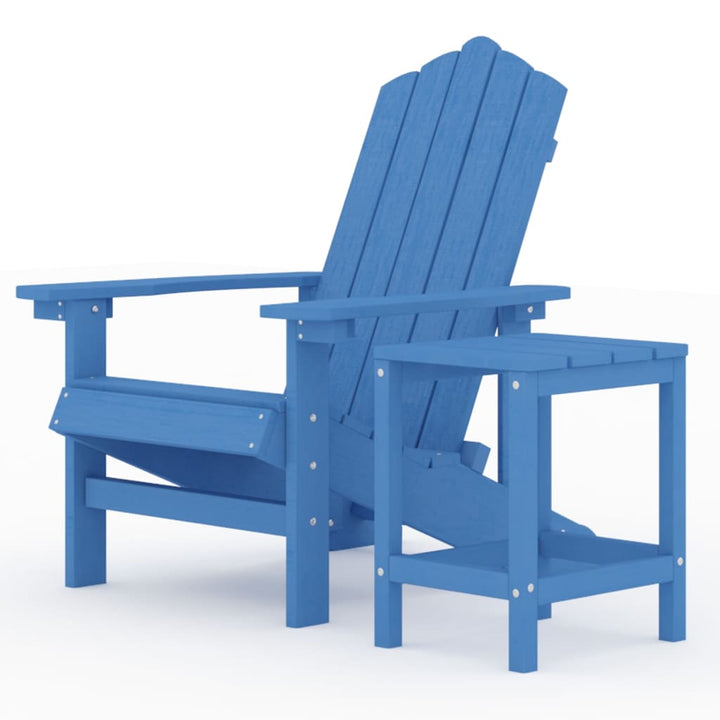 Adirondack-stol med bord HDPE akvamarinblå