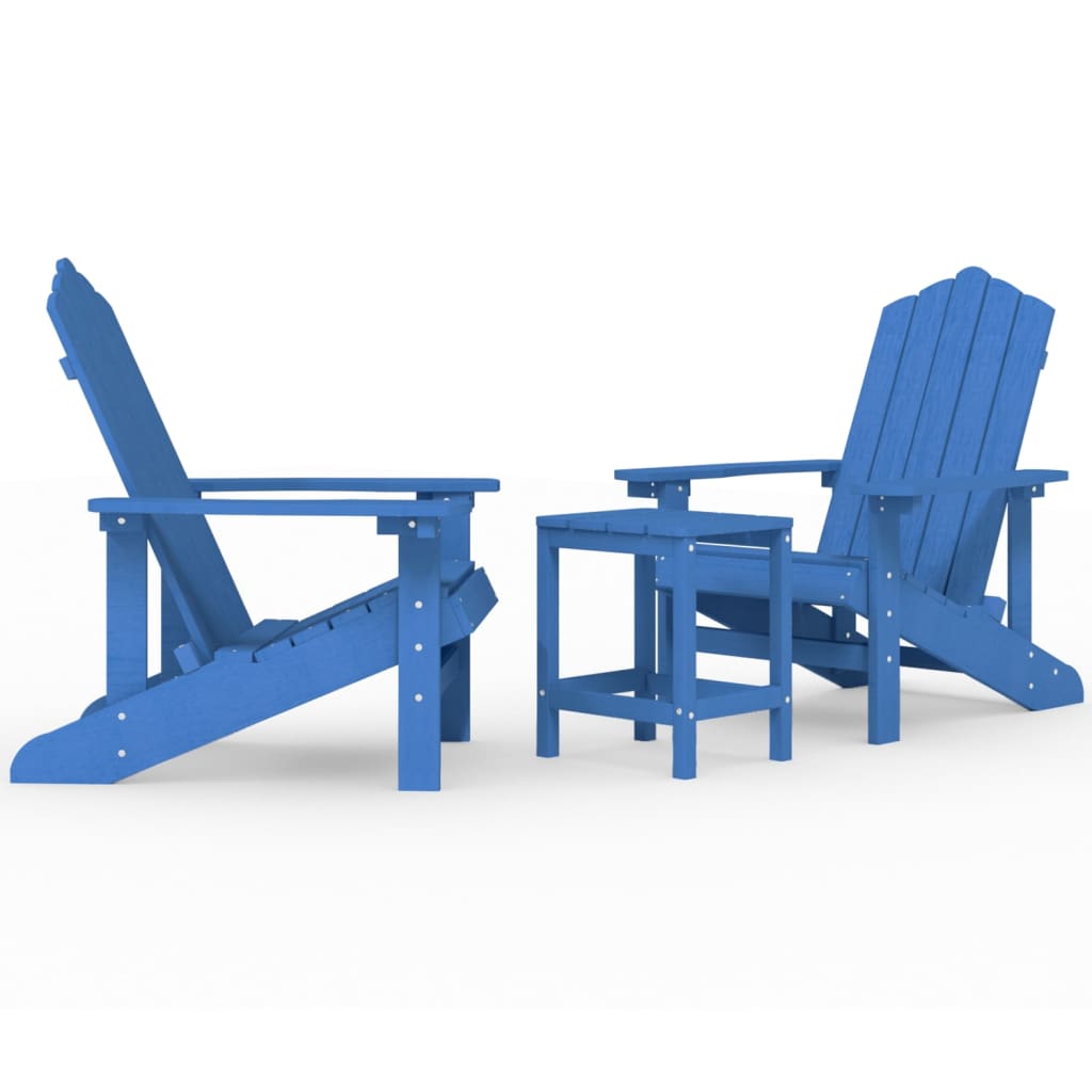 Adirondack-stole med bord HDPE akvamarinblå