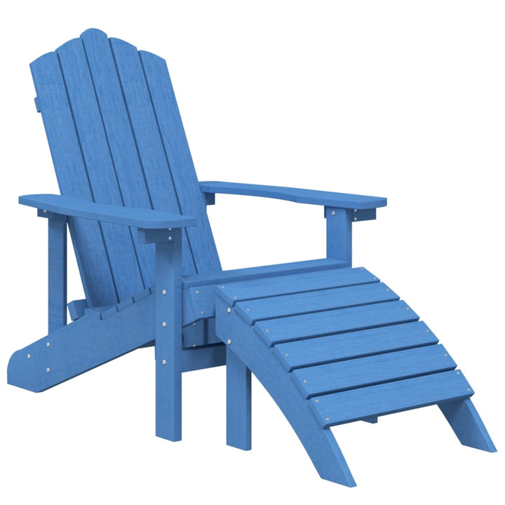 Adirondack-havestole med fodskammel og bord HDPE blå