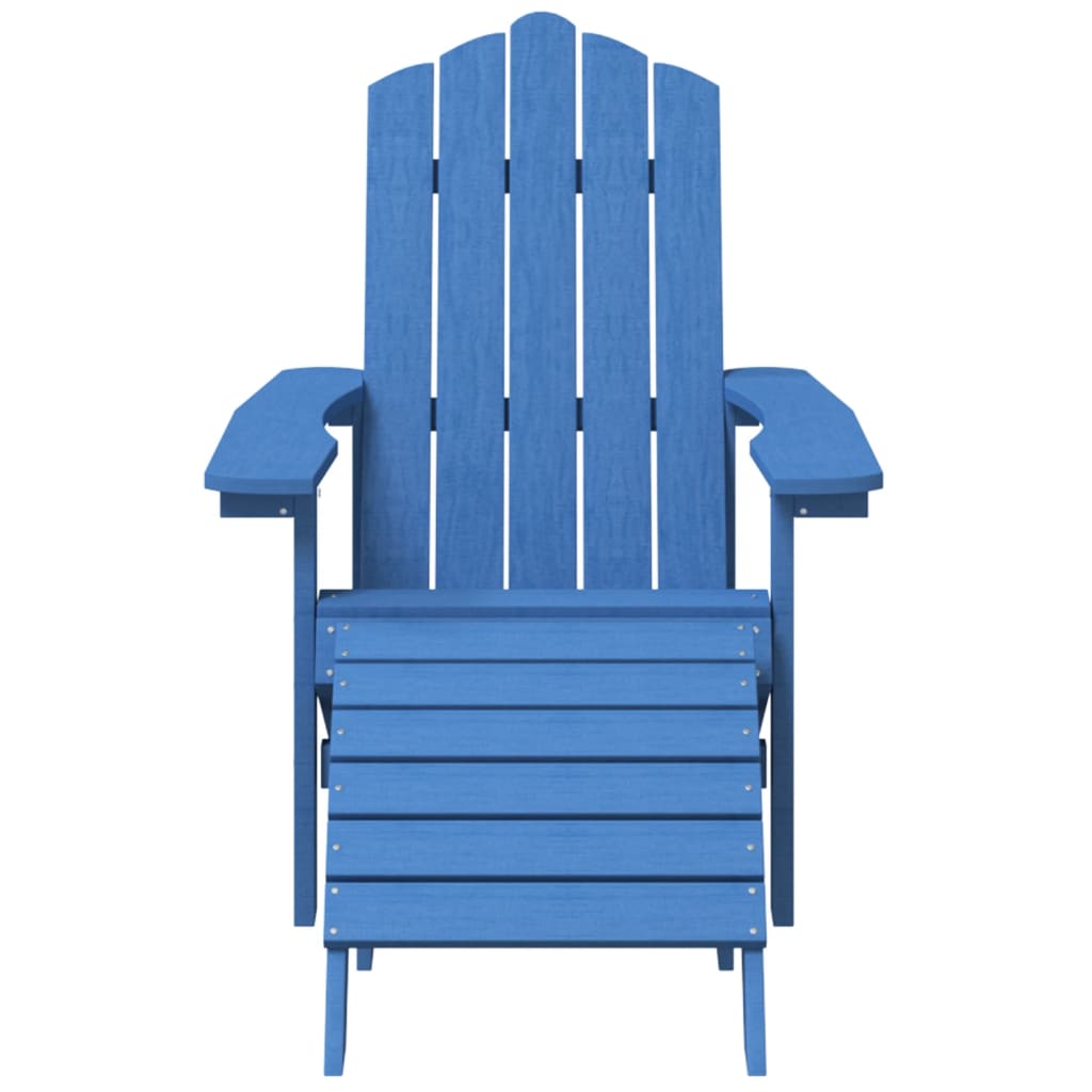 Adirondack-havestole med fodskammel og bord HDPE blå