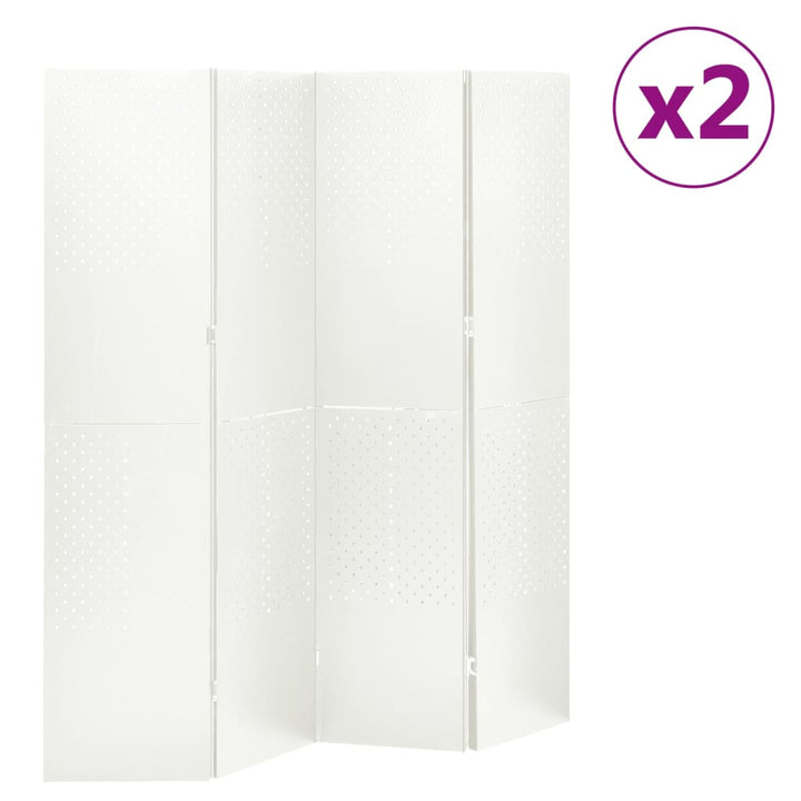 4-panels rumdelere 2 stk. 160x180 cm stål hvid