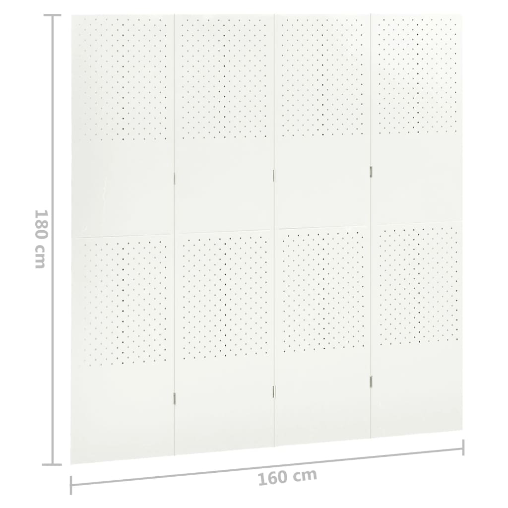 4-panels rumdelere 2 stk. 160x180 cm stål hvid