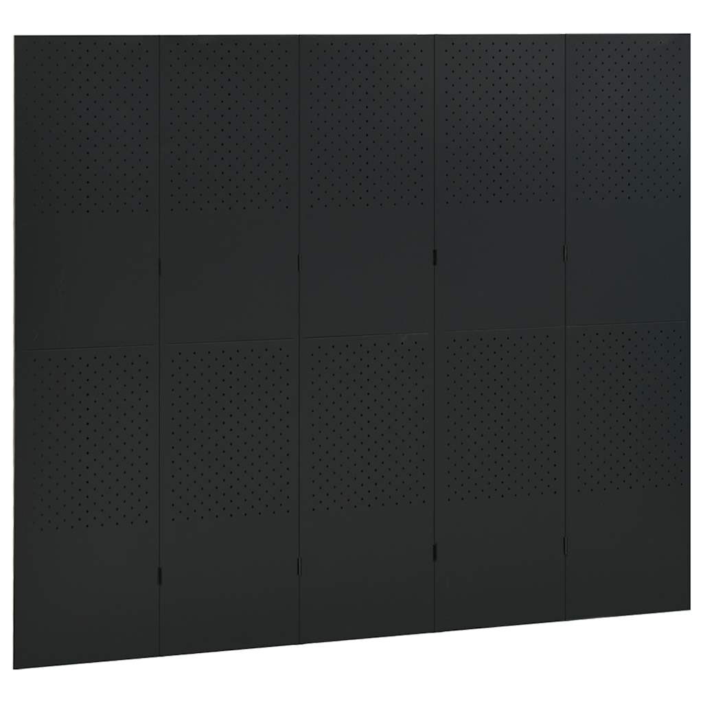 5-panels rumdeler 2 stk. 200x180 cm stål sort
