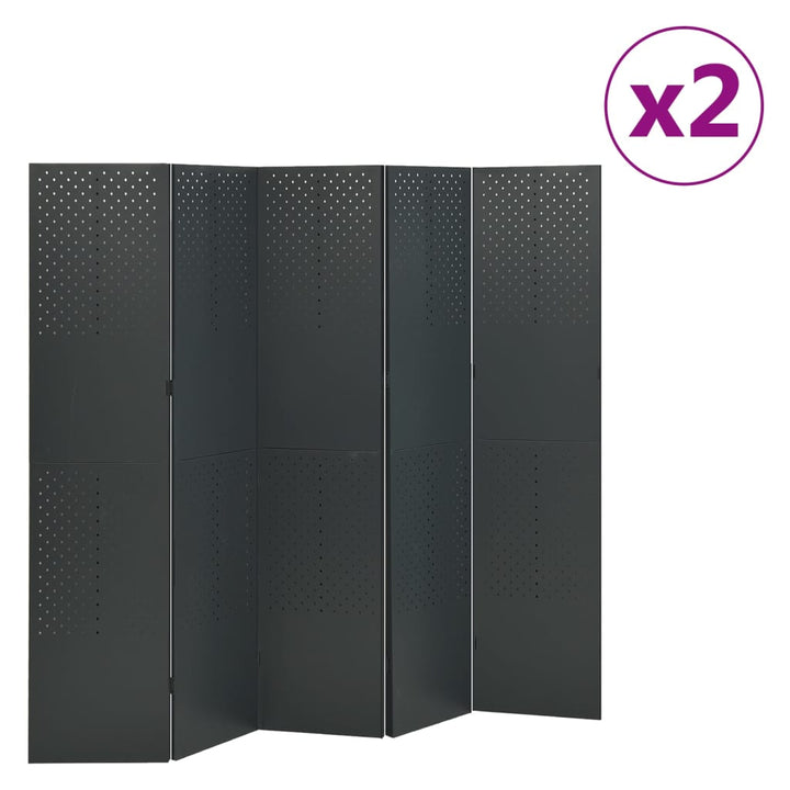 5-panels rumdeler 2 stk. 200x180 cm stål antracitgrå